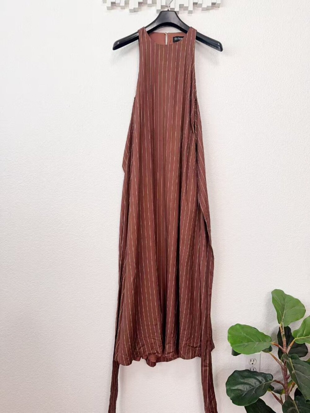 En Saison Adelaide Maxi Dress Brown Ivory Small $176 - Picture 6 of 7
